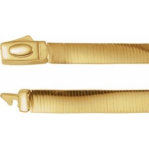 14K Yellow or White 6 mm Reversible Omega 7" Chain