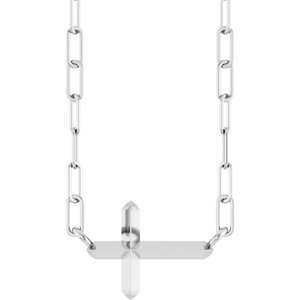 Sterling Silver Sideways Cross 18 Necklace