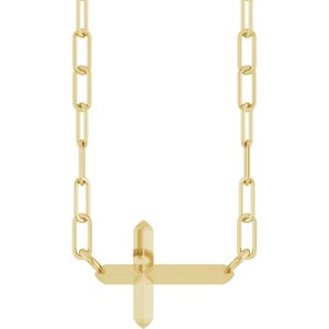 14K Yellow Sideways Cross 18 Necklace
