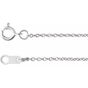 18K White 1 mm Cable 20 Chain