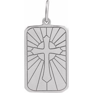 Sterling Silver Cross Dog Tag Pendant