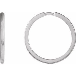 14K White Hinged 20 mm Hoop Earrings