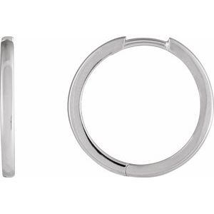 14K White Hinged 18 mm Hoop Earring