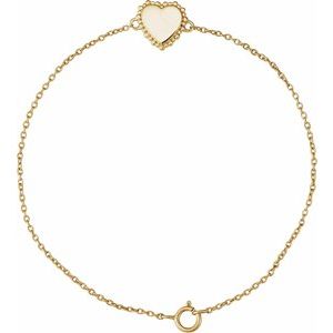 14K Yellow Heart 7" Bracelet