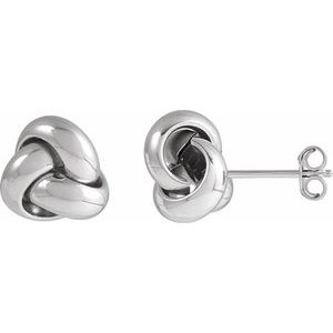 14K White 9 mm Knot Earrings