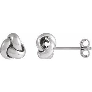 14K White 6 mm Knot Earrings