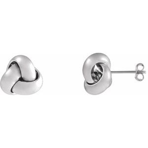 14K White 10 mm Knot Earrings