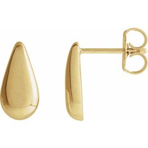 14K Yellow Teardrop Stud Earrings
