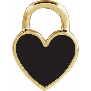 14K Yellow Black Enamel Heart Pendant
