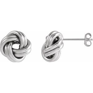 14K White 10 mm Knot Earrings