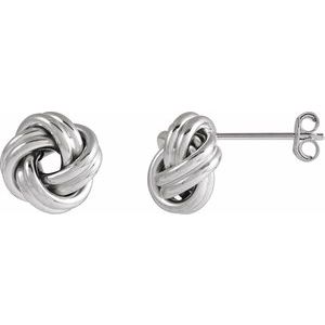 14K White 8 mm Knot Earrings