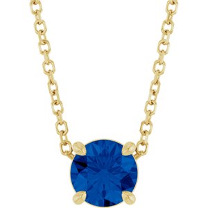 14K Yellow 5.5 mm Natural Blue Sapphire 16-18 Necklace