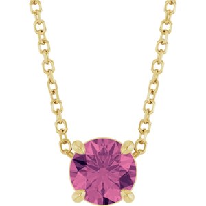 14K Yellow 5.5 mm Natural Pink Tourmaline 16-18 Necklace