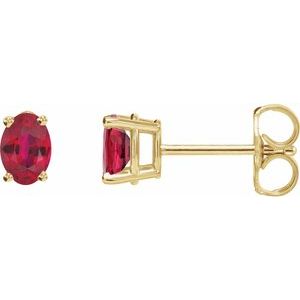 14K Yellow Lab-Grown Ruby Earrings
