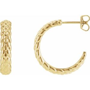 14K Yellow 20.5 mm Scale Hoop Earrings