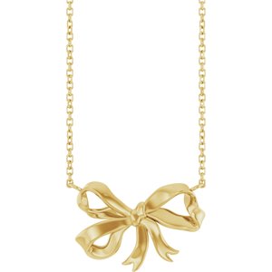 14K Yellow Freeform Bow 16 Necklace
