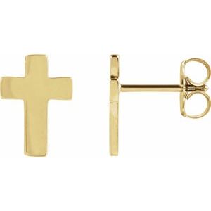 14K Yellow 7x5 mm Cross Earrings