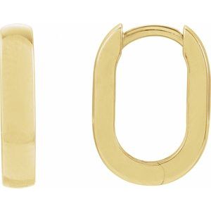 14K Yellow Elongated Domed 20 mm Hoop Earrings