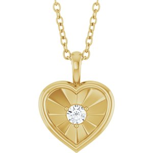 14K Yellow 1/10 CT Natural Diamond Heart 18 Necklace
