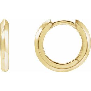 14K Yellow Knife-Edge Hinge 12.5 mm Hoop Earrings