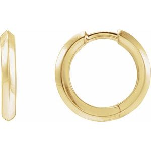 14K Yellow Knife-Edge Hinge 15 mm Hoop Earrings