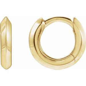 14K Yellow Knife-Edge Hinge 10 mm Hoop Earrings