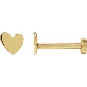 14K Yellow 4 mm Asymmetrical Pair Heart Earring