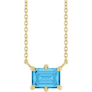 14K Yellow Natural Swiss Blue Topaz 18 Necklace