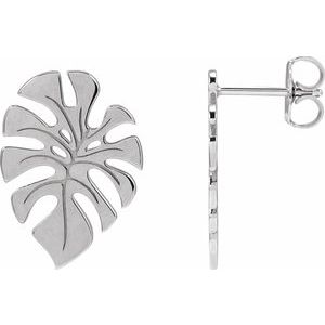 Sterling Silver Monstera Leaf Stud Earrings