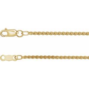 14K Yellow 1.7 mm Serpentine 16-18-20-24 Chain