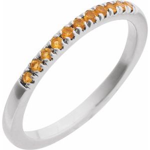 14K White Natural Citrine Stackable Ring