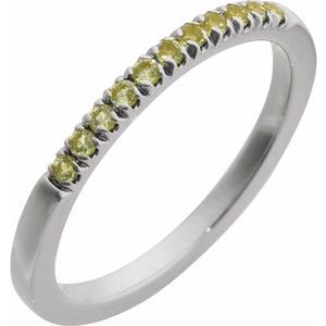 14K White Natural Peridot Stackable Ring