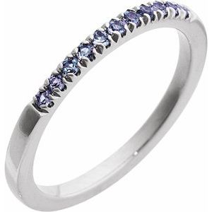 14K White Natural Alexandrite Stackable Ring