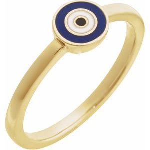 14K Yellow Evil Eye Ring