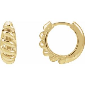 14K Yellow Rope Dome 12.9 mm Hoop Earrings