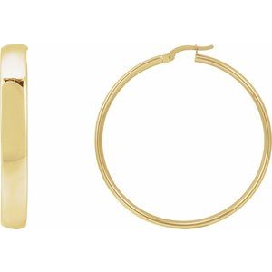 14K Yellow 40 mm Tube Hoop Earrings