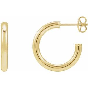 14K Yellow Tube 17 mm Hoop Earrings