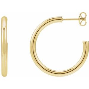 14K Yellow Tube 25 mm Hoop Earrings
