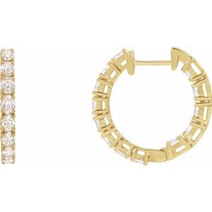 14K Yellow 2 5/8 CTW Natural Diamond Inside-Outside 20.6 mm Hoop Earrings