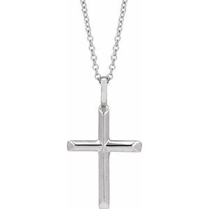 Sterling Silver Knife-Edge Cross 16-18" Necklace