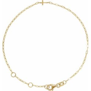 14K Yellow Sideways Cross Paperclip-Style Chain 6 1/2-7 1/2" Bracelet