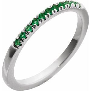 14K White Lab-Grown Emerald Stackable Ring