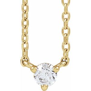 14K Yellow 1/10 CT Natural Diamond 3-Prong 18 Necklace