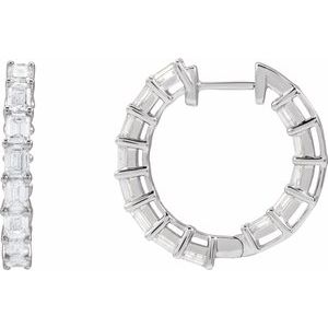 14K White 3 CTW Natural Diamond Inside-Outside 21.2 mm Hoop Earrings