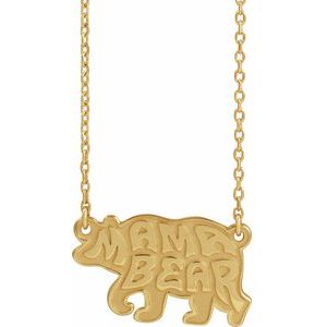 14K Yellow Mama Bear 18 Necklace