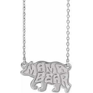 Sterling Silver Mama Bear 18 Necklace