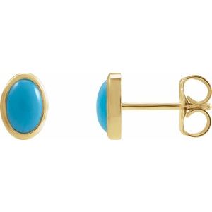 14K Yellow Natural Turquoise Earrings