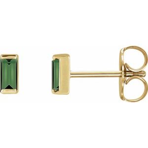 14K Yellow Natural Green Tourmaline Channel-Set Earrings