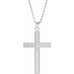 14K White 21.5x12 mm Cross 18" Necklace