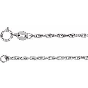 14K White 1.75 mm Rope 16-18-20-24 Chain
